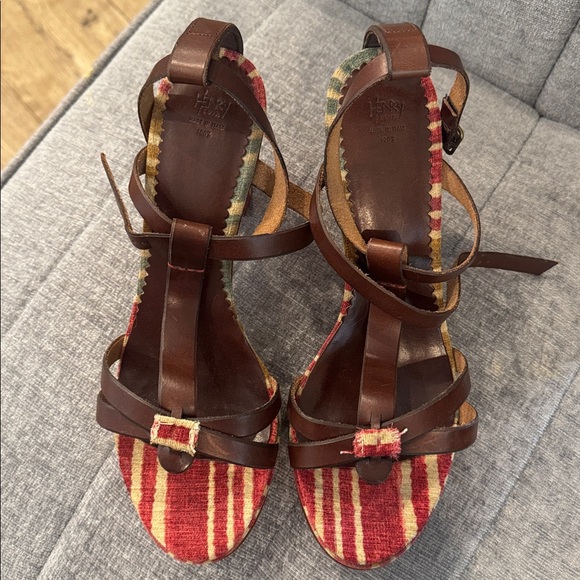 Henry Cuir| Brown and Red Striped Women's Sandals - Picture 9 of 9